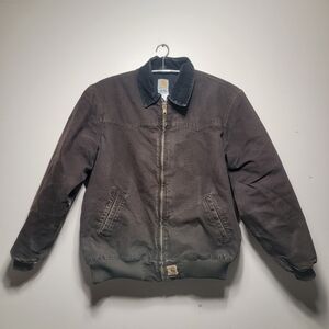 Vtg Carhartt J14 DKB Mens XL Tall Brown Canvas Faded Insulated Santa Fe Jacket